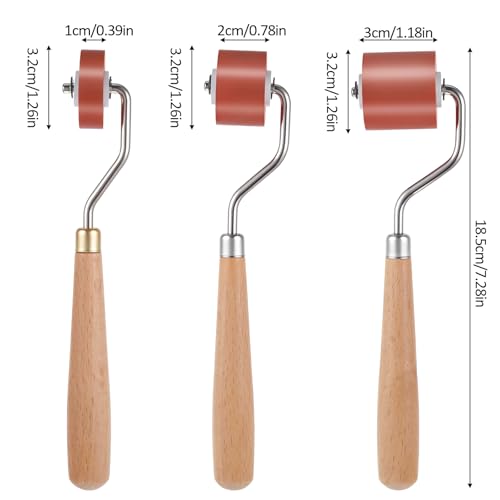 3Pcs Rubber Brayer Rollers,Brayer Ink Roller with Comfort Grip for Crafting Rubber Brayer Roller Brayer Ink Roller for Stamping,Printing,Printmaking