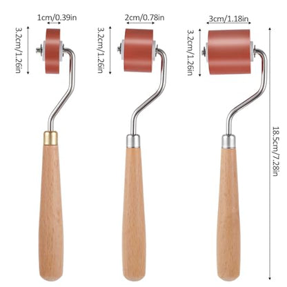 3Pcs Rubber Brayer Rollers,Brayer Ink Roller with Comfort Grip for Crafting Rubber Brayer Roller Brayer Ink Roller for Stamping,Printing,Printmaking