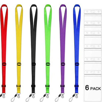 AMUU 6pcs Lanyards Adjustable Extend Length with Vertical id Badge Holder - color: 6 Pack-lanyard With Badge Holder