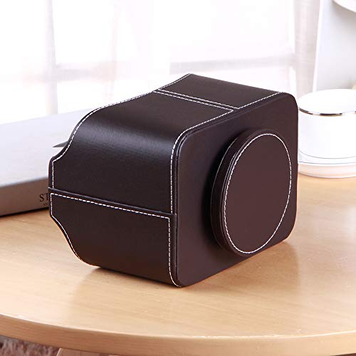 PU Leather 360° Rotatable Remote Control Holder,Nightstand TV Remote Caddy - color: A Brown