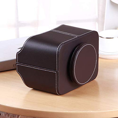 PU Leather 360° Rotatable Remote Control Holder,Nightstand TV Remote Caddy - color: A Brown