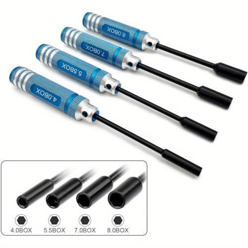4Pcs Nut Driver Set RC Tool Set Hex Driver for RC Vehicle RC Helicopters FPV Drones Cameras Appliances Repair 4mm 5.5mm 8mm 7mm (BLACK) - color: Black