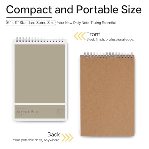 Steno Pads 6 x 9 Pastel Spiral Steno Notebooks Gregg Ruled 15Pack - color: Macaroncolor