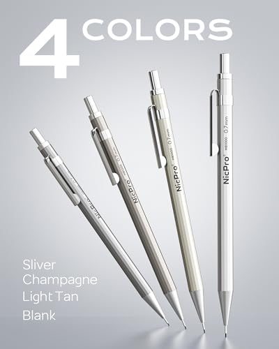 Nicpro 8 Pack 0.5mm & 0.7mm Metal Mechanical Pencil Set, MB1000 - style: 8 Pack （0.5mm & 0.7mm）