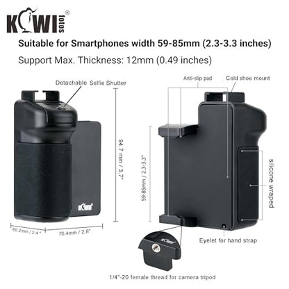 KIWIFOTOS Phone Camera Grip with Remote Shutter Cold Shoe Mount - color: Phone Camera Grip
