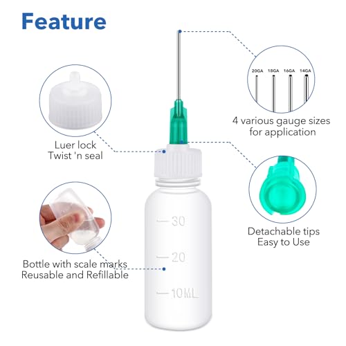 BAOFALI 12PCS 30ml Plastic Squeezable Dropper Bottles with Blunt Needle Tips for Glue, Paint, Craft and Oil Applications - color: 12PCS