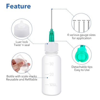 BAOFALI 12PCS 30ml Plastic Squeezable Dropper Bottles with Blunt Needle Tips for Glue, Paint, Craft and Oil Applications - color: 12PCS