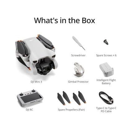 DJI Mini 3 With DJI RC, 3-Axis Mechanical Gimbal Mini Camera Drone - style: DJI Mini 3 (DJI RC)
