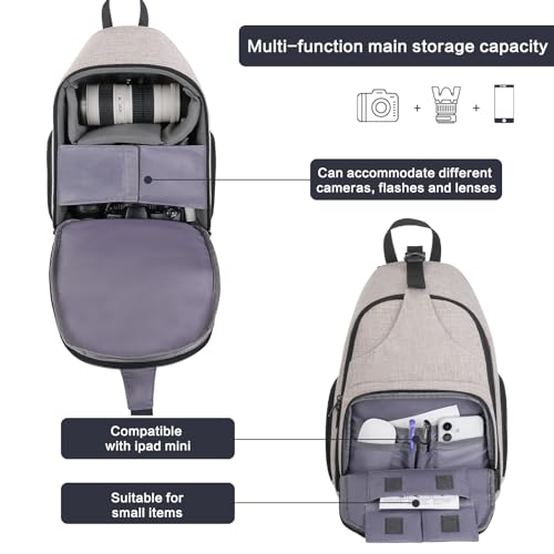 MOSISO Camera Bag Sling Backpack, Shoulder Photography Camera Case, Khaki - color: Khaki