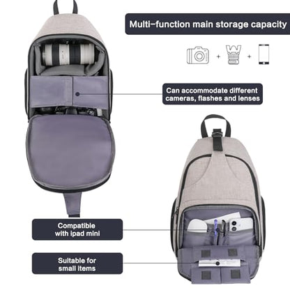 MOSISO Camera Bag Sling Backpack, Shoulder Photography Camera Case, Khaki - color: Khaki