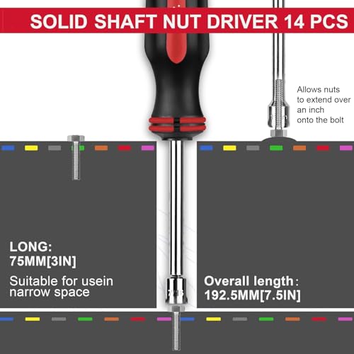 P.I.T. 7 PCS SAE Nut Driver Set for Bolts Nuts Fasteners,3/16 to 1/2 Inch - size: SAE-7 Piece