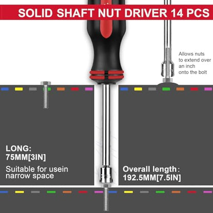 P.I.T. 7 PCS SAE Nut Driver Set for Bolts Nuts Fasteners,3/16 to 1/2 Inch - size: SAE-7 Piece