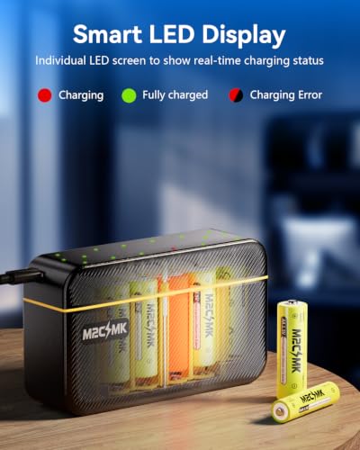 Rechargeable 8 AA and 8 AAA Lithium Batteries with USB-C Charger