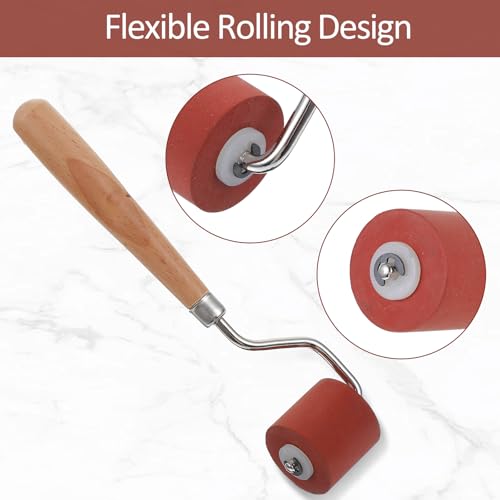 3PCS Rubber Brayer Roller, Ink Roller with Comfort Grip, Craft Stamping Brayers Rollers for Embossing, Printing, Printmaking, Crafts and Stamping
