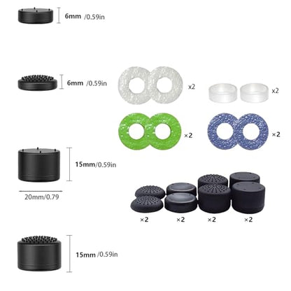 16PCS Silicone Thumb Grips & FPS Aim Rings for PS5, PS4, Switch Pro Controllers - 8 Joystick Caps, 6 Multi-Level Resistance Rings, 2 Protector Rings for Enhanced Grip and Precision Control