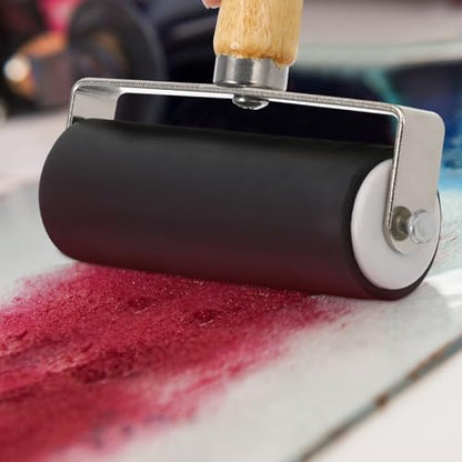 Ink Roller Printmaking Tool Rubber Roller for Stamping Crafting Scrapbook Wallpaper Glue and Relief Printing Projects Black 2 Pack