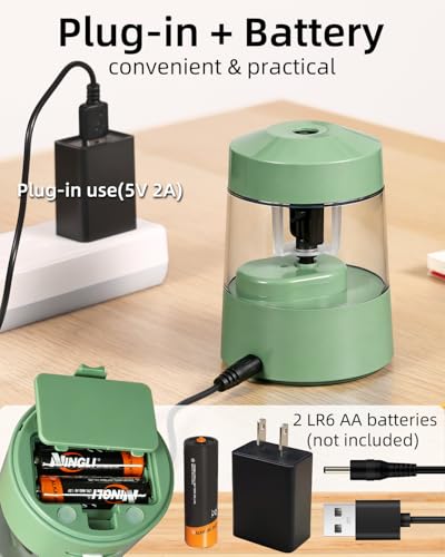 ZMOL Electric Pencil Sharpener Battery Powered, 6-12mm Jumbo Pencils,Green - color: Green