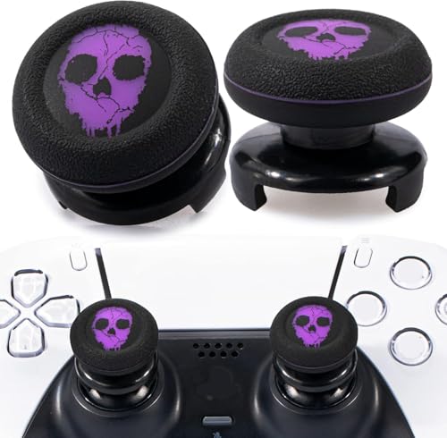 FPS Thumbstick Extender & Printing Rubber Silicone Grip Cover 2 Sets for PS5 & PS4 Controller (Ghost Purple) - color: 14