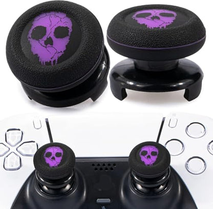 FPS Thumbstick Extender & Printing Rubber Silicone Grip Cover 2 Sets for PS5 & PS4 Controller (Ghost Purple) - color: 14