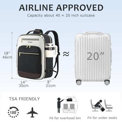 EMPSIGN 40L Travel Backpack for Women & Men - color: Beige/Black/Coffee