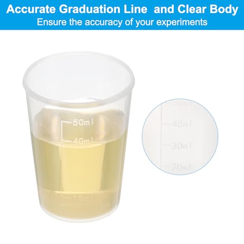 PATIKIL 50ml Measuring Cups, 25Pcs Polypropylene Graduated Measuring Beakers for Lab Experiments, Cooking and Baking, Transplant