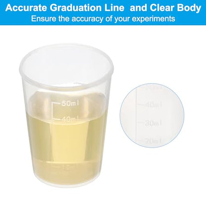 PATIKIL 50ml Measuring Cups, 25Pcs Polypropylene Graduated Measuring Beakers for Lab Experiments, Cooking and Baking, Transplant