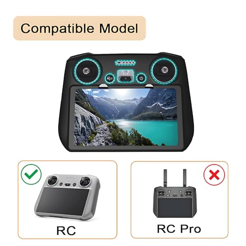 DJI RC Silicone Protective Cover+HD Screen Tempered Glass for DJI Mini 3/Mini 3 pro/Air 2s/Mavic 3 DJI RC Controller Protective Case(Black)