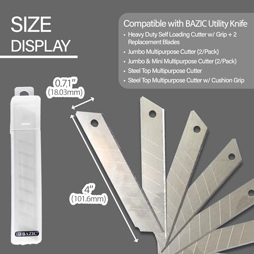 BAZIC Products 18 mm Snap-Off Replacement Blades in Tube, 8 Ct, 288-Case - size: 288-Pack
