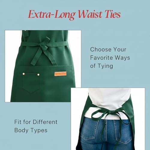 Aprons for Women Men, Water-Resistant Kitchen Aprons for Cooking - color: Green