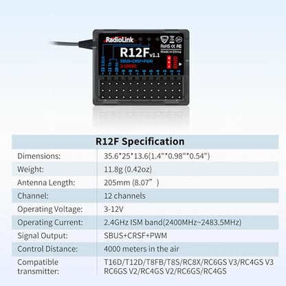 Radiolink T12D V2 2.4G 12 Channels JR ELRS RC Transmitter & R12F Receiver