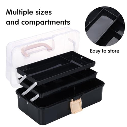Tackle Box, 3-Layer Craft Sewing Medicine Art Hair Tool Organizer Black - color: Black