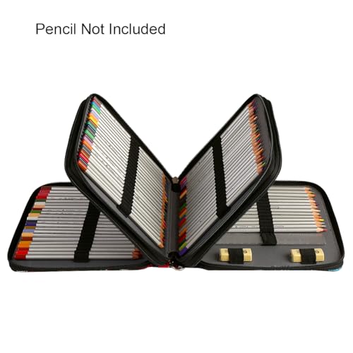 Canvas 120 Slots Pencil Case 3-Layer Zipped Holder w/Handle - color: Retro, size: 120
