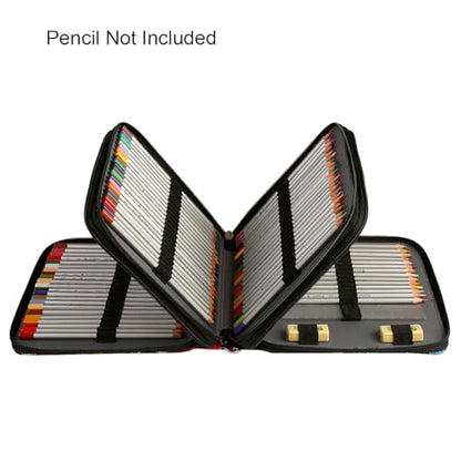 Canvas 120 Slots Pencil Case 3-Layer Zipped Holder w/Handle - color: Retro, size: 120
