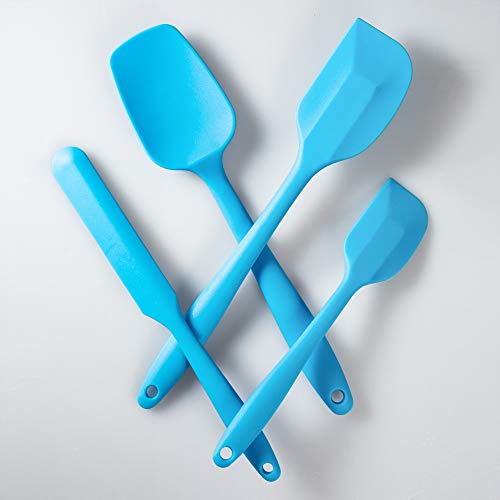 4-Piece Silicone Spatula Set with Stainless Steel Core, Blue - color: Blue