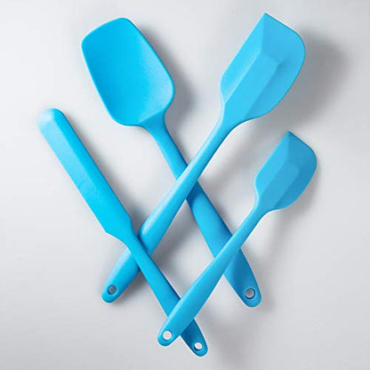 4-Piece Silicone Spatula Set with Stainless Steel Core, Blue - color: Blue