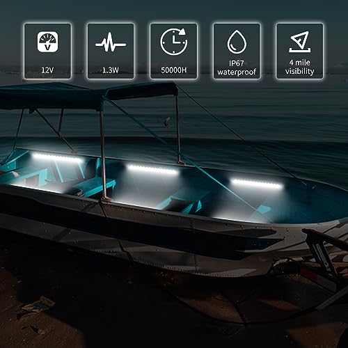 RVZONE Marine LED Boat Strip Lights, White 2‑Pack IP67 Interior Lighting - color: White/11.8 inch/2 Pcs