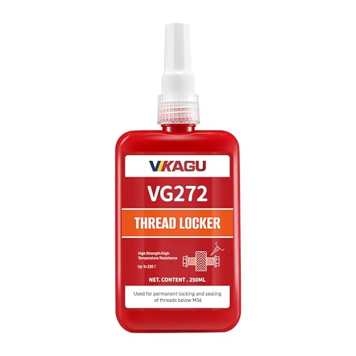 VIKAGU 272 High Strength Threadlocker Red, 8.45 Fl Oz/250ml - Heavy Duty Permanent Adhesive for Bolts & Nuts - Resists 450F (230C) Heat & Harsh Chemicals, Industrial Size - style: $39.99/250ML