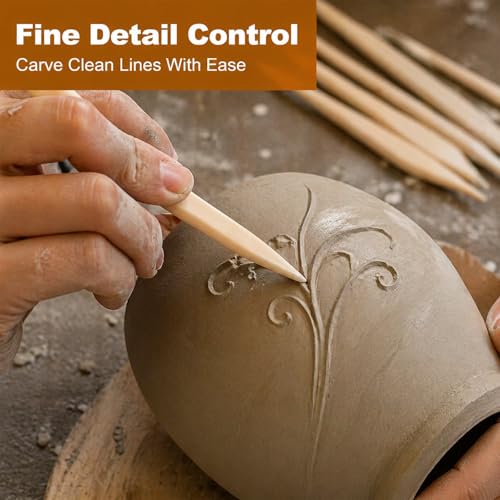 Pottery Trimming Tool Set, 6mm Clay Foot Trimmer with Red Sandalwood Handle