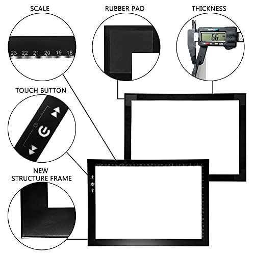 HSK A4 LED Artist tracing Light Box Copy Table, Adjustable High Brightness Light Pad for Tatto Drawing, Sketching, Animation,Diamond Painting Accessories - size: 8.3 x 11.7 inches