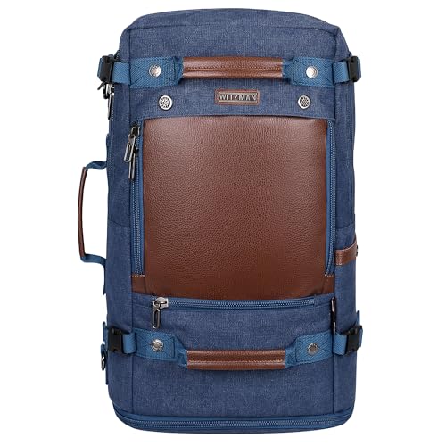WITZMAN Travel Backpack for Men Large Convertible Duffel Baag Fits 16 Inch - color: Blue
