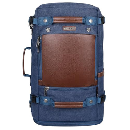 WITZMAN Travel Backpack for Men Large Convertible Duffel Baag Fits 16 Inch - color: Blue