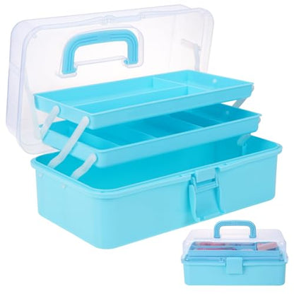 Tackle Box, 3-Layer Craft Sewing Medicine Art Hair Tool Organizer Blue - color: Blue