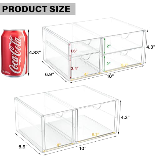 Prsildan Acrylic Makeup Organizer Clear Storage Drawer with 6 Small Drawers - size: 6 Drawers