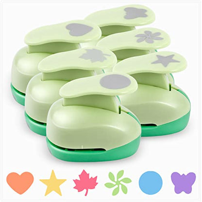 UCEC Paper Punches for Crafting, 1 Inch Craft Puncher, 6 Pcs Hole Punch - style: 6 Diffrent Shapes Set 2