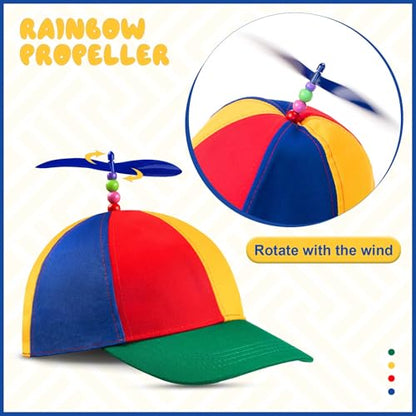 Sintege Propeller Hat Nerd Silly Twirly Cap Helicopter Cap with Spinner and Adjustable Bowtie for Costumes - color: Blue