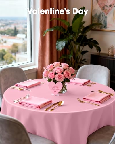 Pureegg Plastic Table Cloth Disposable 6 Pack, 84 Inch Round, Pink - color: Pink, size: 84" Round