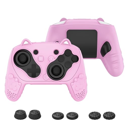Silicone Controller Case Set Compatible with Nintendo Switch 2 Pro, Gamepad Accessories - Protective Softshell Cover with 6 Thumb Grips, Shock-Resistant & Ergonomic Comfort Grip Design (Pink) - color: Pink