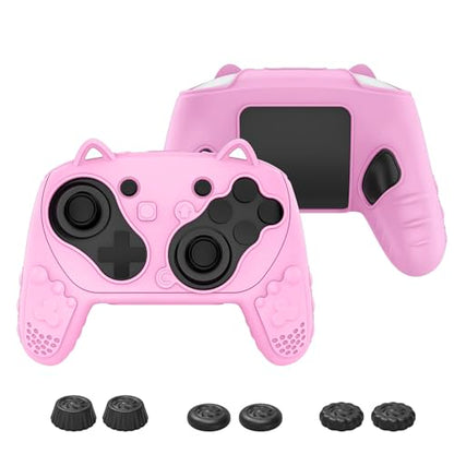 Silicone Controller Case Set Compatible with Nintendo Switch 2 Pro, Gamepad Accessories - Protective Softshell Cover with 6 Thumb Grips, Shock-Resistant & Ergonomic Comfort Grip Design (Pink) - color: Pink