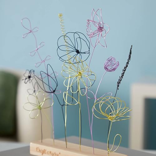 Craft Crush Wire Flowers - Create Unique Craft Wire Flower Designs with Easy to Use Tool and Guide with Display Stand - for Teens and Adults Ages 12, 13, 14, 15 and Up