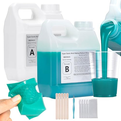 BBDINO Super Elastic Liquid Silicone Mold Making Kit 8A Jade Green 4.4 Lbs - color: 70.6 Oz Jade Green